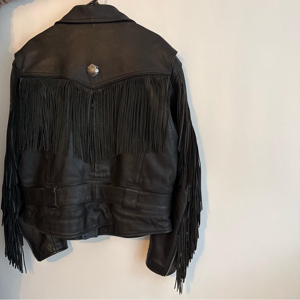Vintage Harley Davidson Leather Jacket with Fringe Womens size Large - Picture 3 of 16